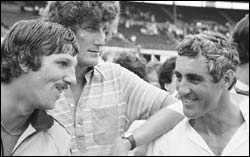 Brearley with Ian Botham and R G D Willis