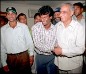 Prabhjot Singh, Dhanraj Pillay and Sports Minister Vikam Verma