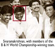 Sivaramakrishnan, with the members of the B & H Championship-winning team 