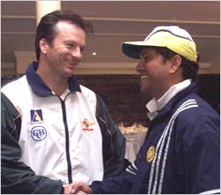 Steve Waugh with Sachin Tendulkar